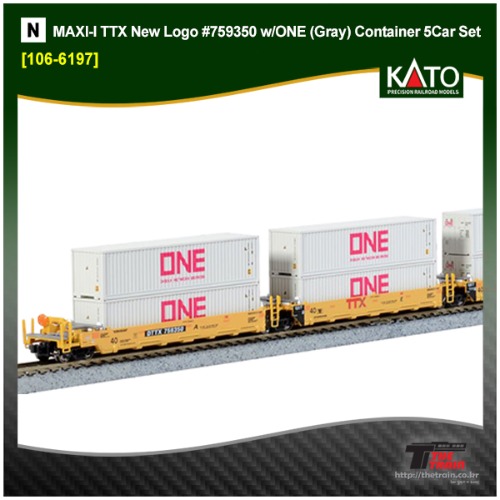 KATO 106-6196 MAXI-I TTX New Logo #759324 w/ONE (Gray) Container 5Car Set