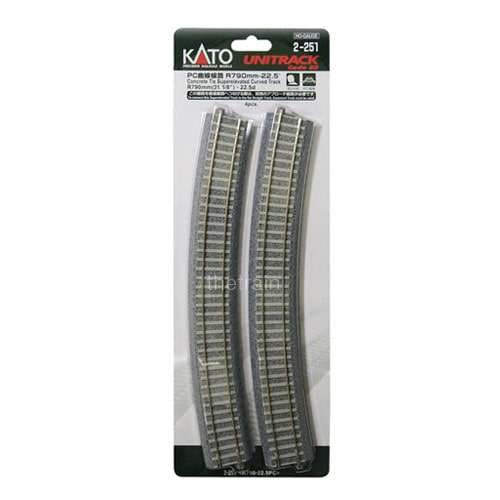 KATO 2-251 Concrete Tie Curved Track R790- 22.5 degrees 4pcs