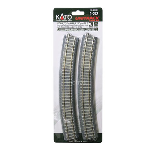 KATO 2-242 Concrete Tie Curved Track R730-22.5 degrees (L/R Each 2pcs)