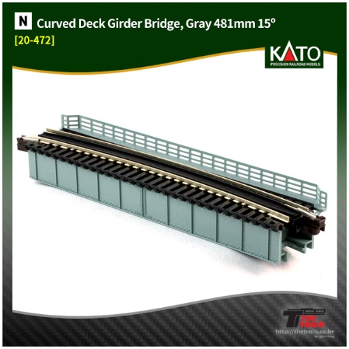 KATO 20-472 Curved Deck Girder Bridge, Gray 481mm 15º