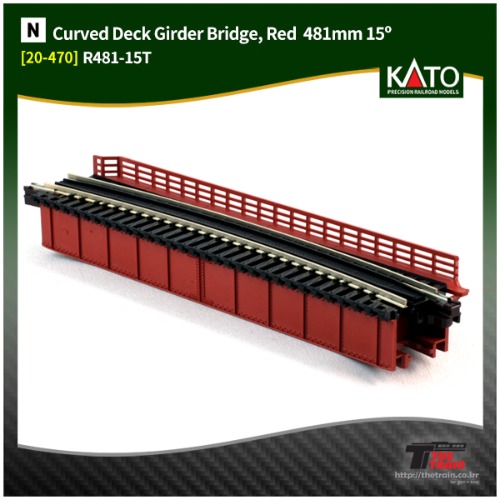 KATO 20-470 Curved Deck Girder Bridge, Red  481mm 15º