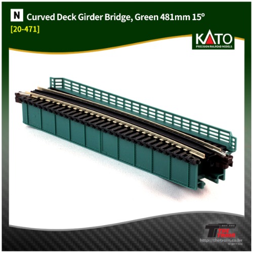 KATO 20-471 Curved Deck Girder Bridge, Green  481mm 15º