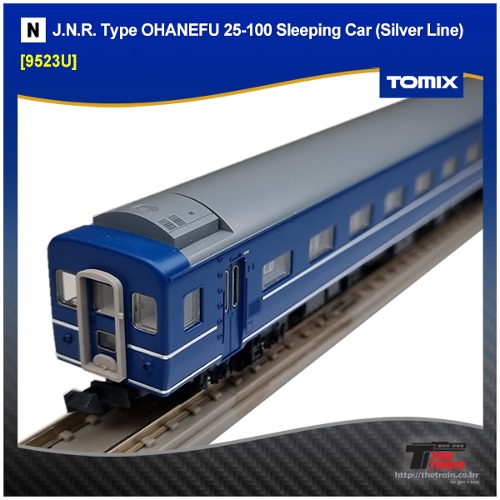 TOMIX 9523U J.N.R. Type OHANEFU25-100 Sleeping Car (Silver Line) (중고)