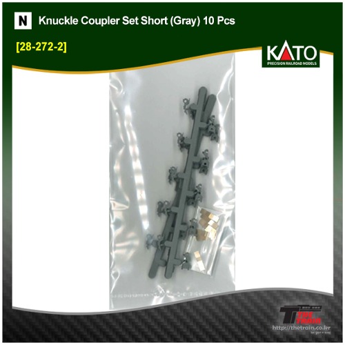 KATO 28-272-2 Knuckle Coupler Set Short (Gray) 10 Pcs
